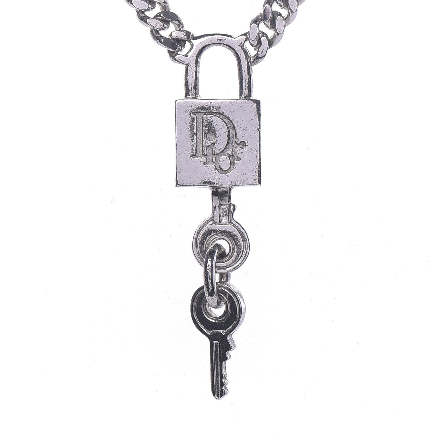 Metal Lock and Key Necklace Silver