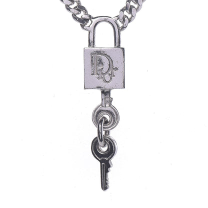 Christian Dior Metal Lock and Key Necklace Silver 4 of 7