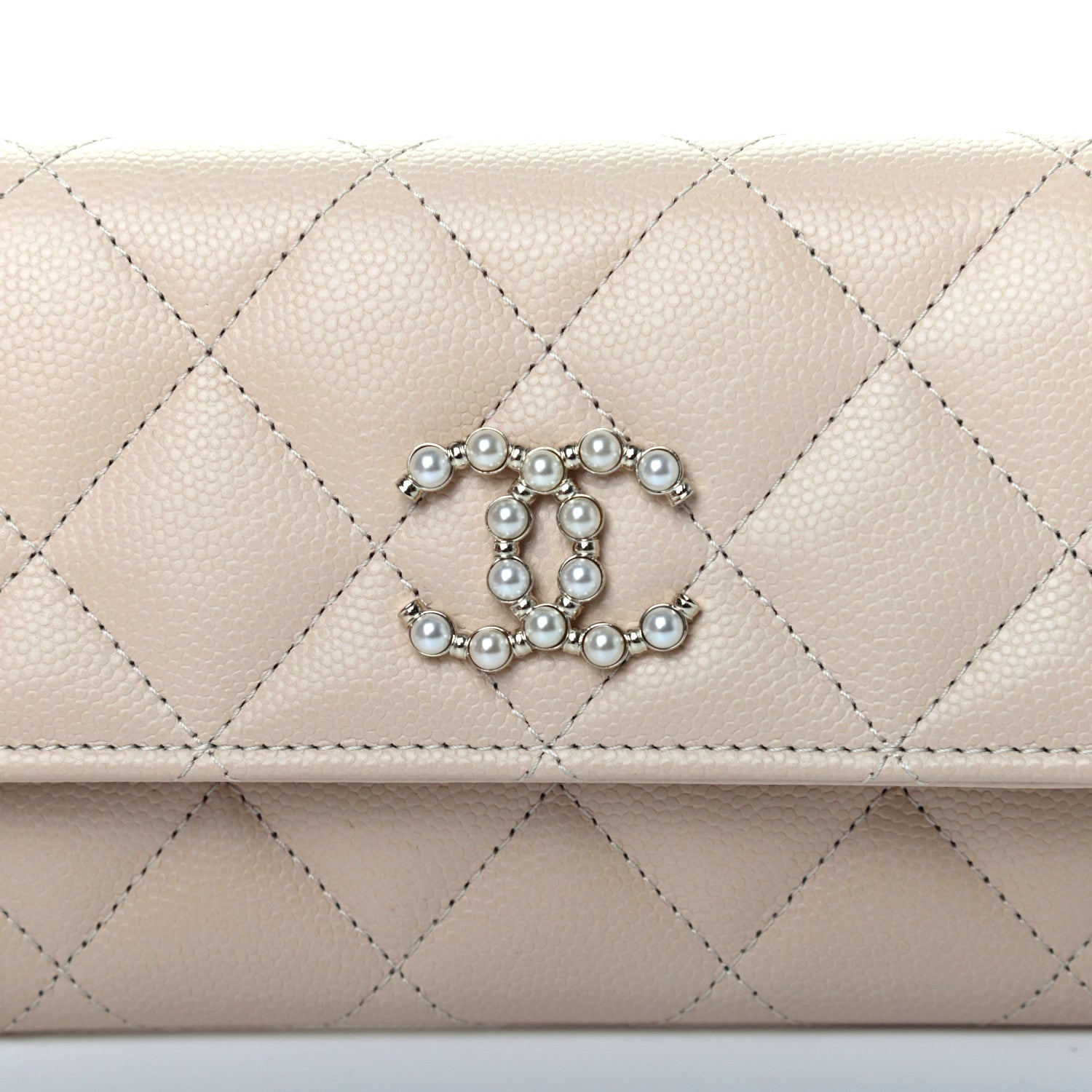 Chanel Caviar Pearl Quilted Coco Candy Wallet Beige 9 of 10