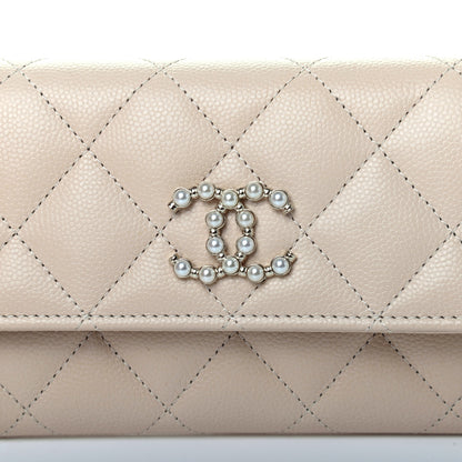 Chanel Caviar Pearl Quilted Coco Candy Wallet Beige 9 of 10