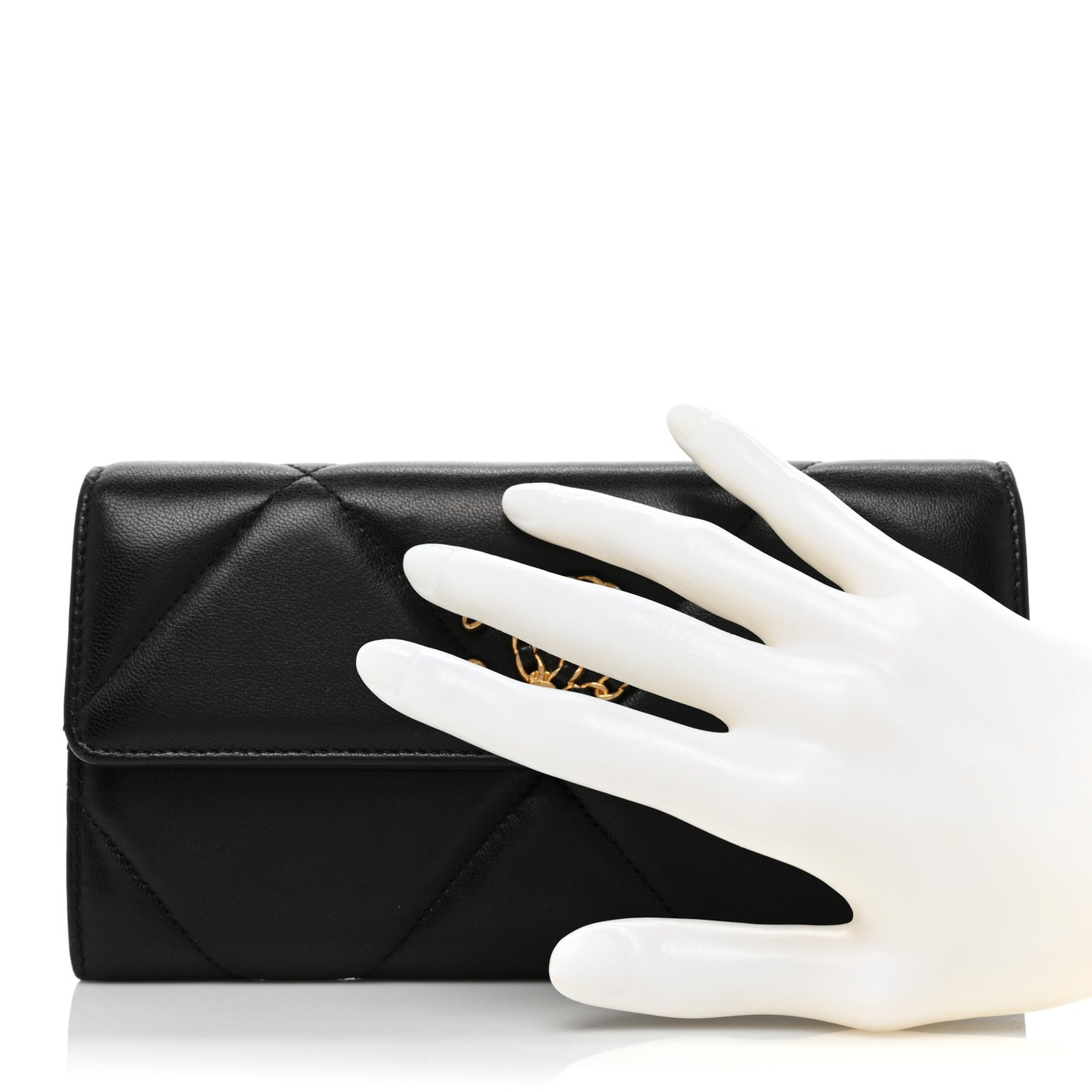 Lambskin Quilted Chanel 19 Flap Wallet Black