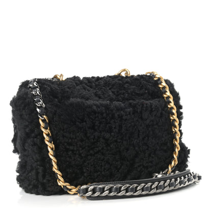 Chanel Shearling Sheepskin Large Chanel 19 Flap Black 3 of 9