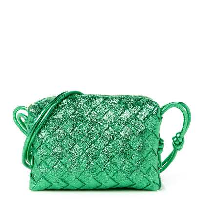 Bottega Veneta Metallic Calfskin Intrecciato Mini Loop Camera Bag Parakeet 1 of 10