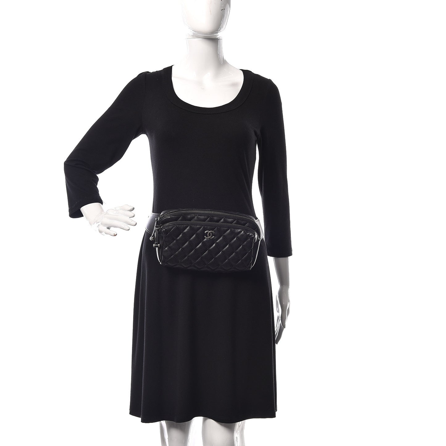 Calfskin Quilted Waist Bag Black