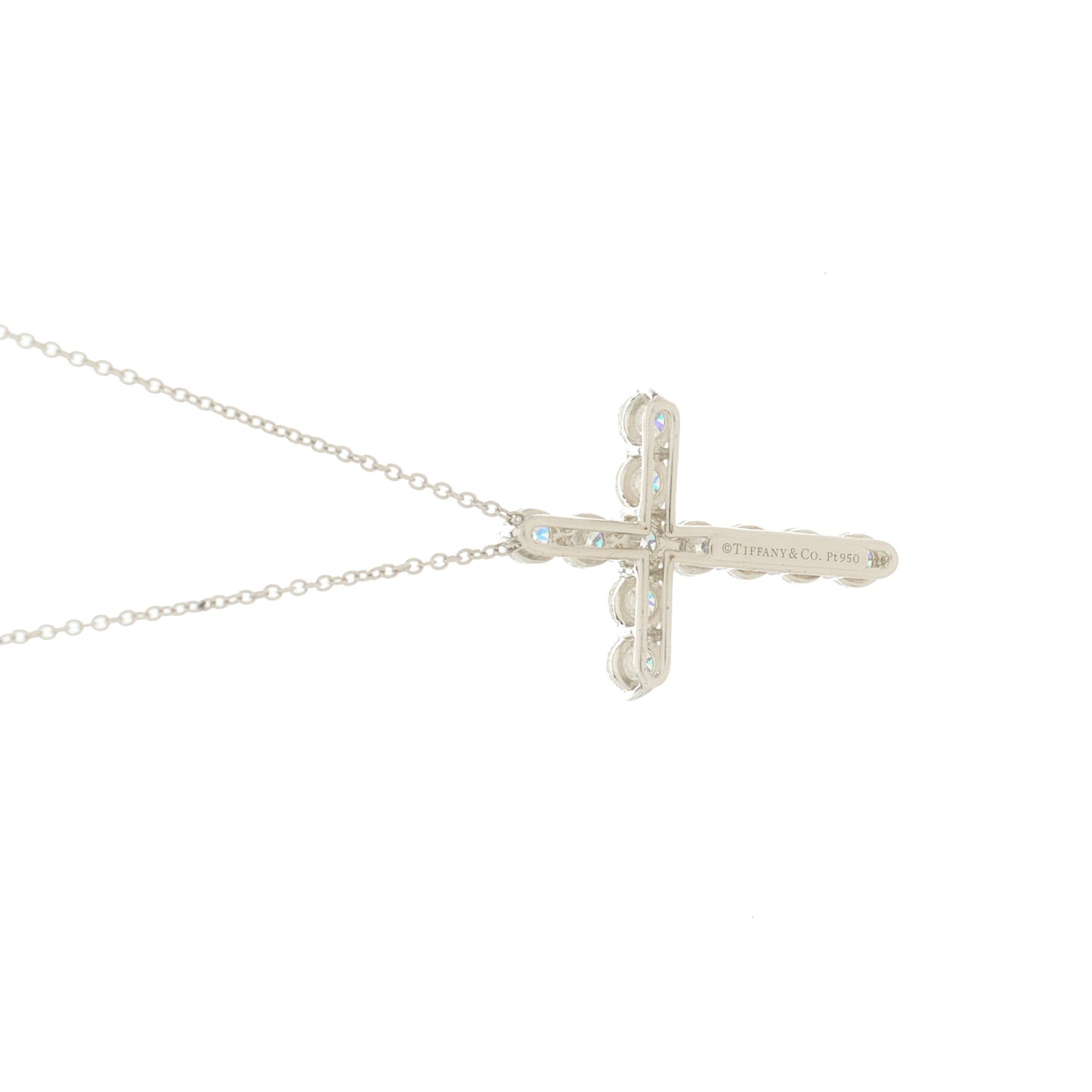 Platinum Diamond Large Cross Pendant Necklace
