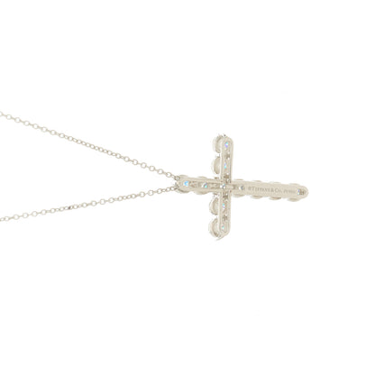 Tiffany Platinum Diamond Large Cross Pendant Necklace 6 of 7