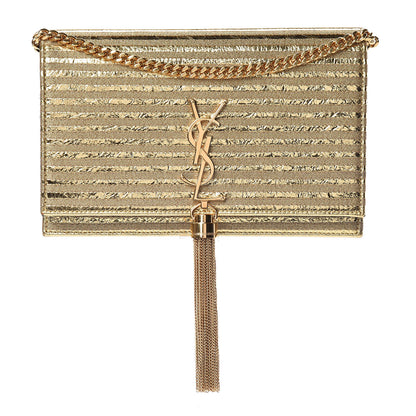Saint Laurent Metallic Goatskin Lambskin Classic Monogram Kate Tassel Chain Wallet Gold 1 of 8