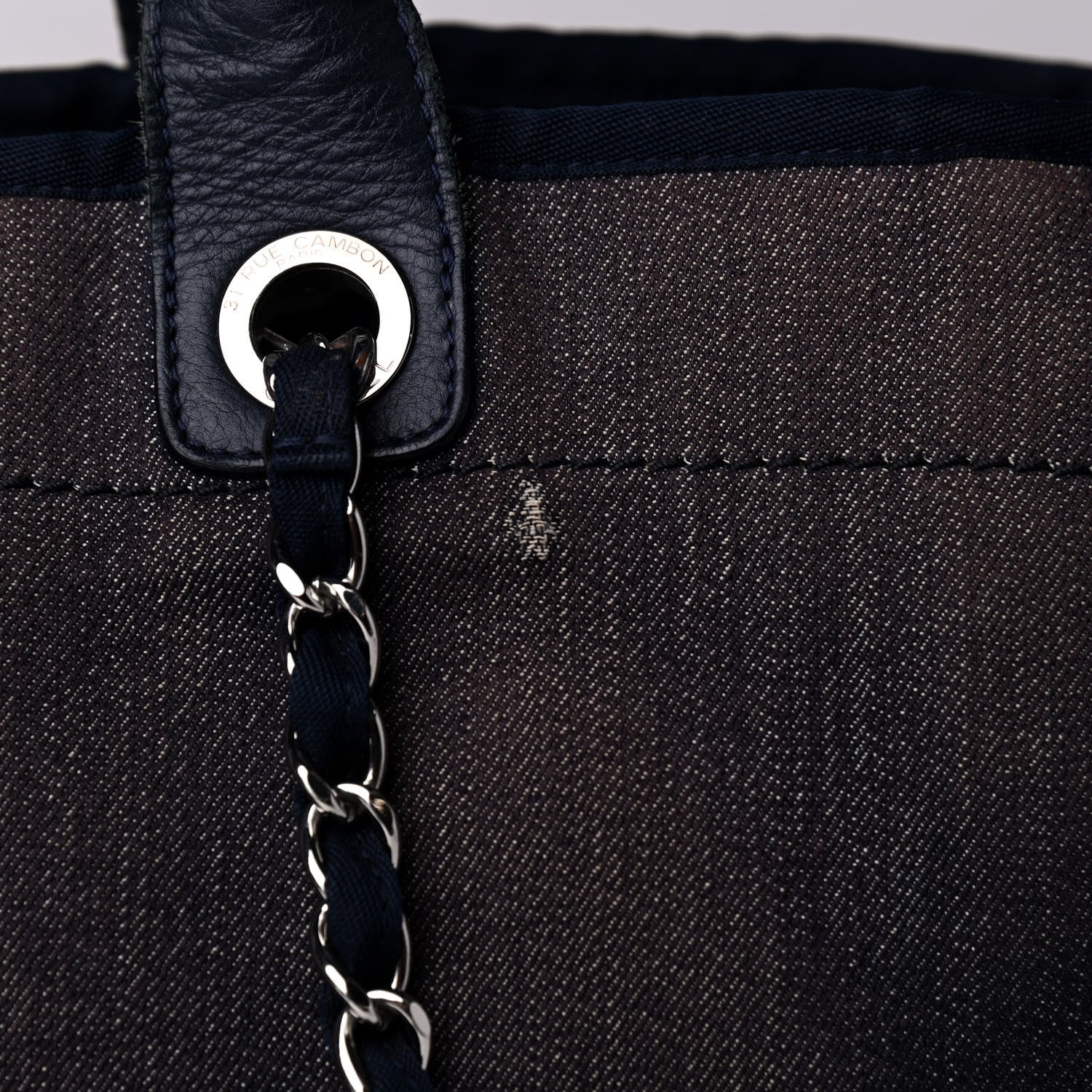 Chanel Denim Large Deauville Tote Dark Blue 10 of 15