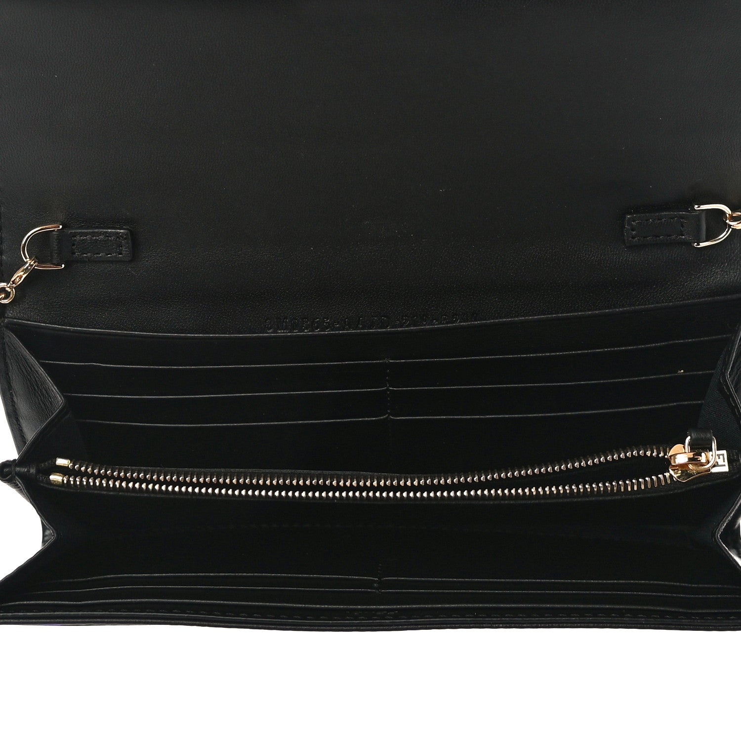 Fendi Nappa Matisse FF Embossed Continental Wallet On Chain Black 7 of 10