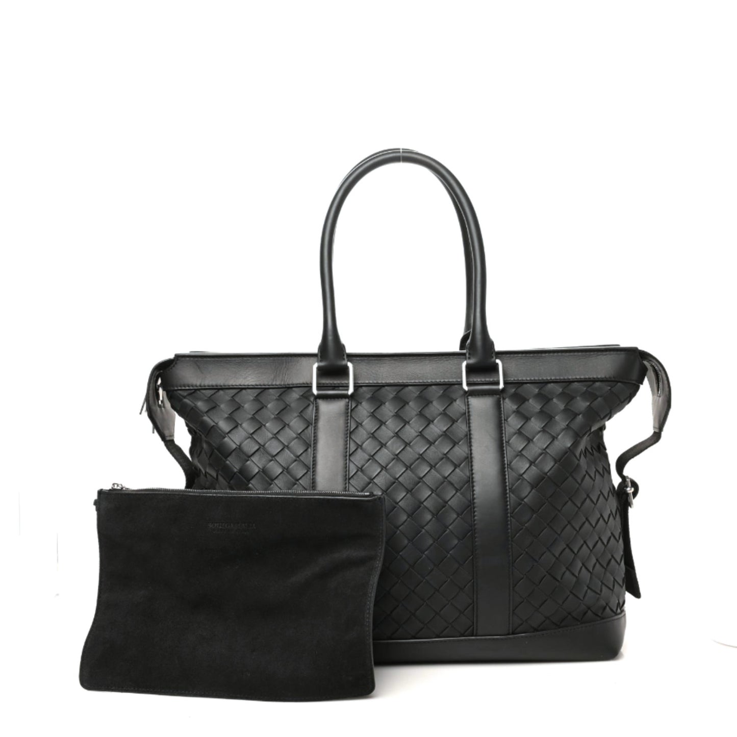 Calfskin Intrecciato Zipped Tote Black