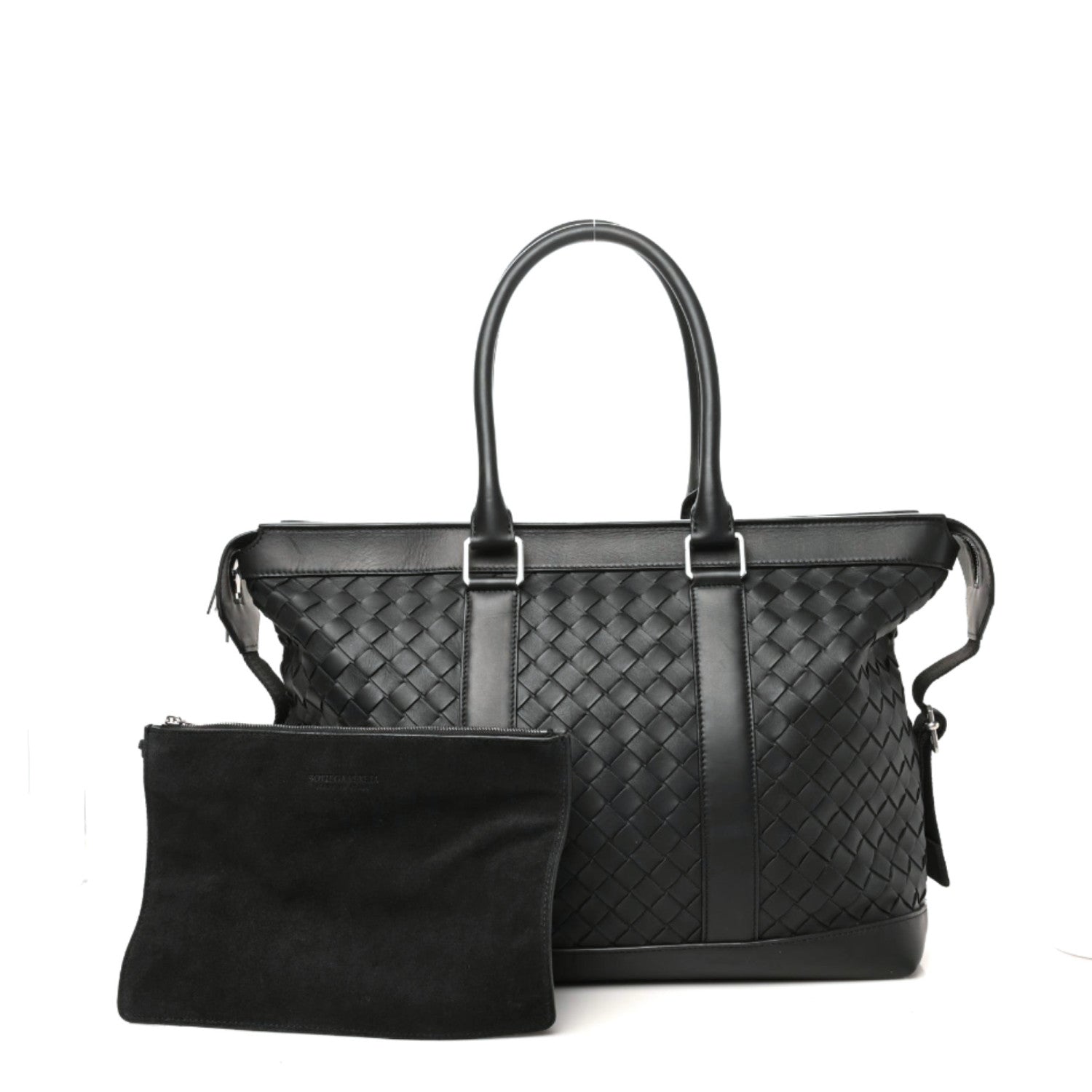 Bottega Veneta Calfskin Intrecciato Zipped Tote Black 1 of 10