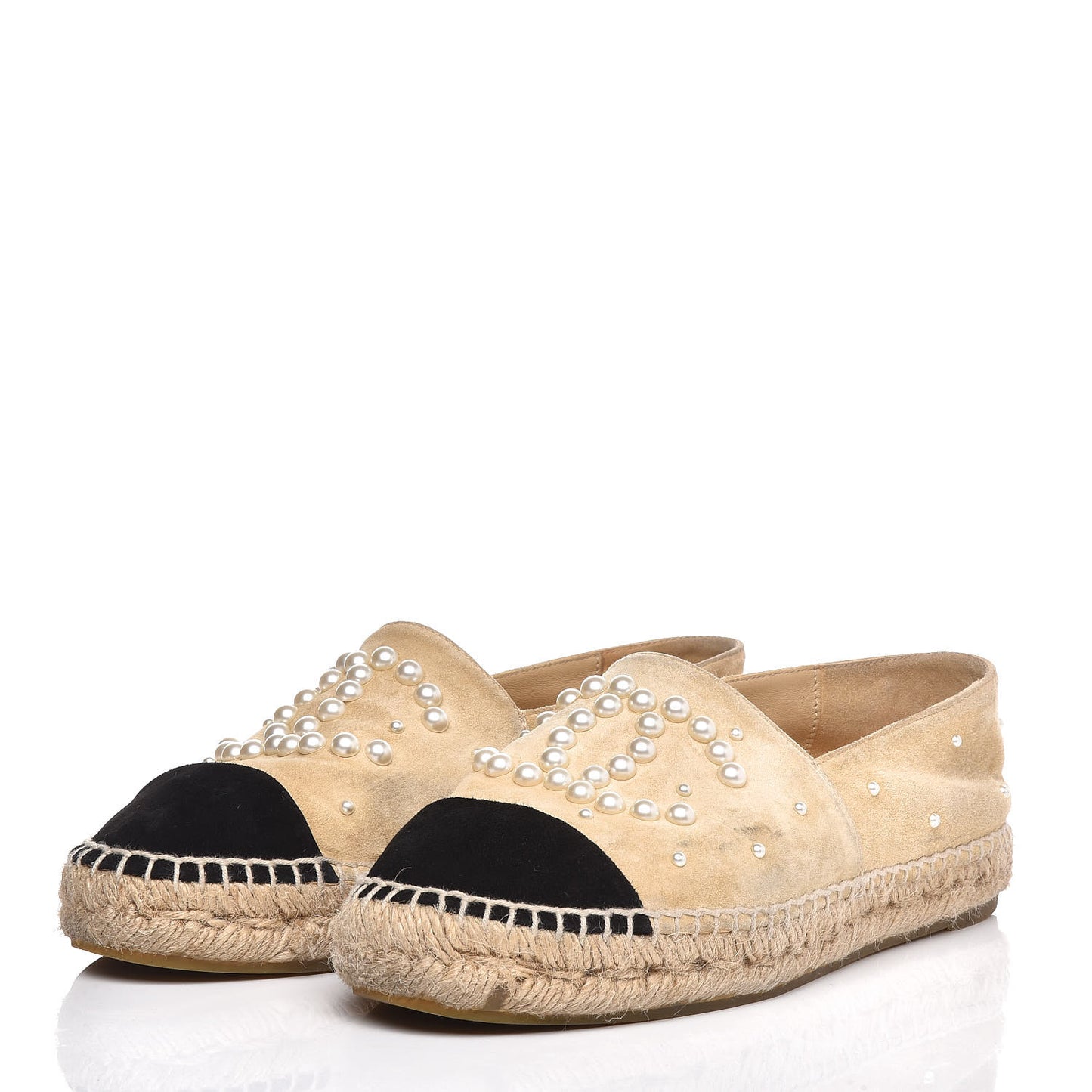 Suede Pearl CC Espadrilles 37 Beige Black