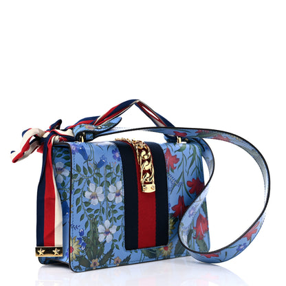 Gucci Shangai Calfskin Web New Flora Small Sylvie Shoulder Bag Azure 3 of 10