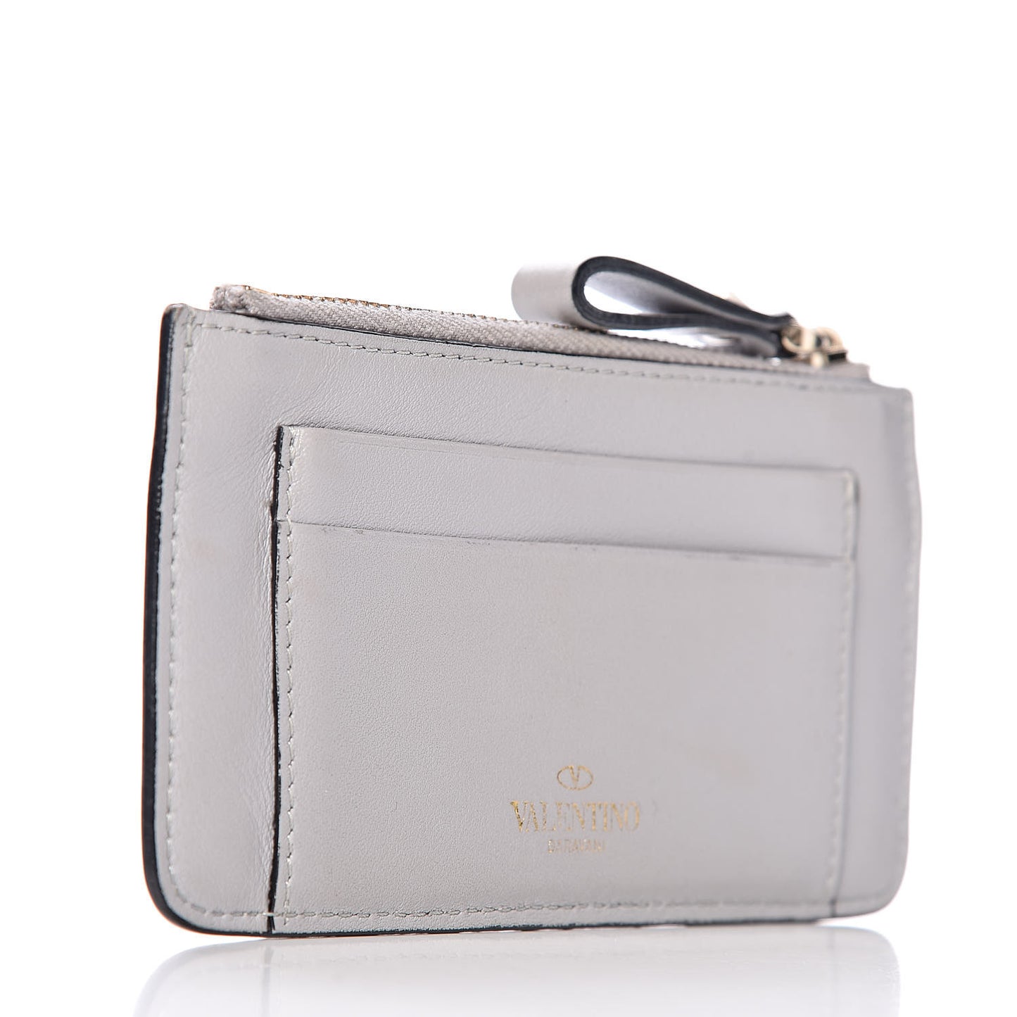 Vitello Rockstud Key Coin Case Card Holder Grey