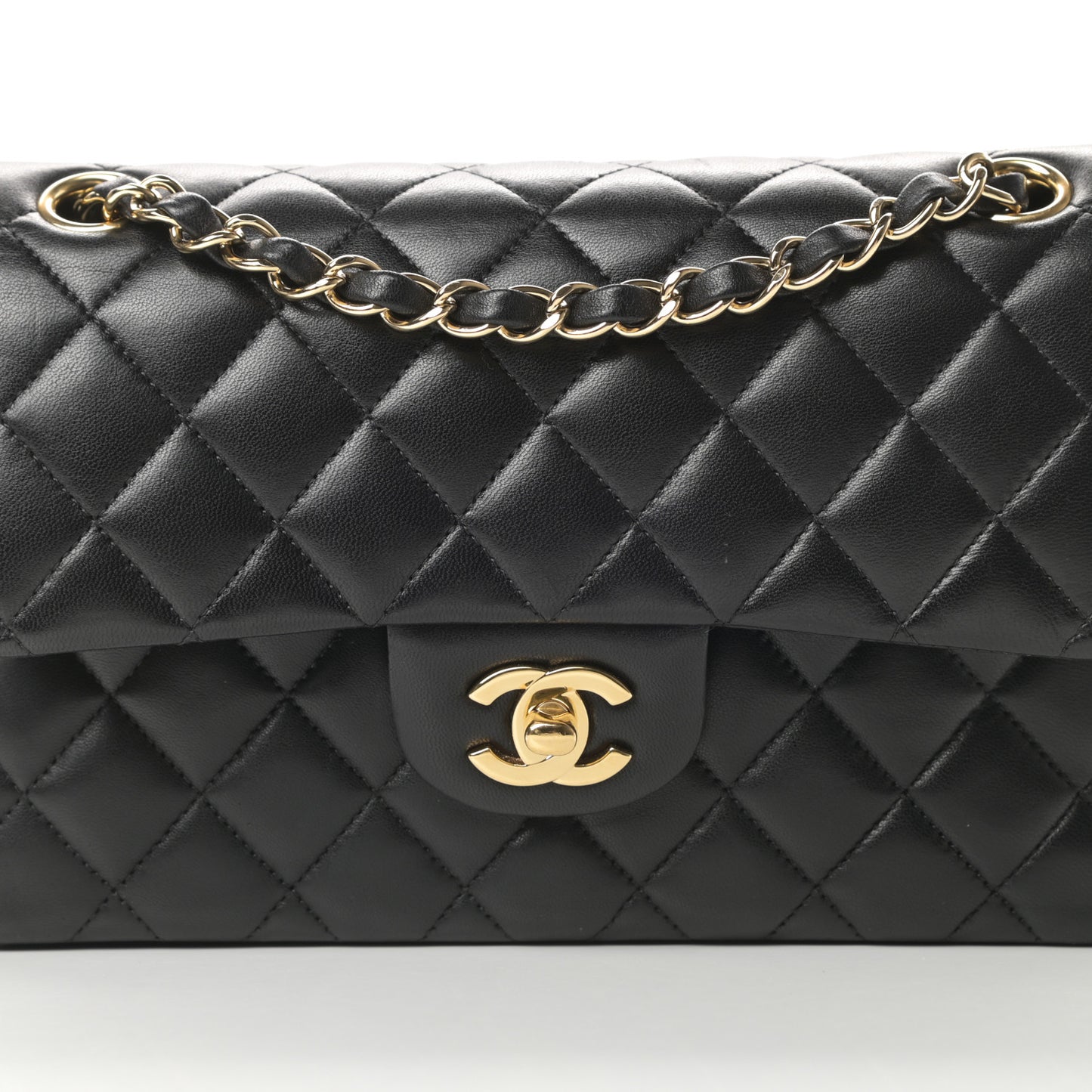 Lambskin Quilted Small Double Flap Black