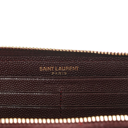 Saint Laurent Grain De Poudre Matelasse Chevron Monogram Zip Around Wallet Amaranto 6 of 6