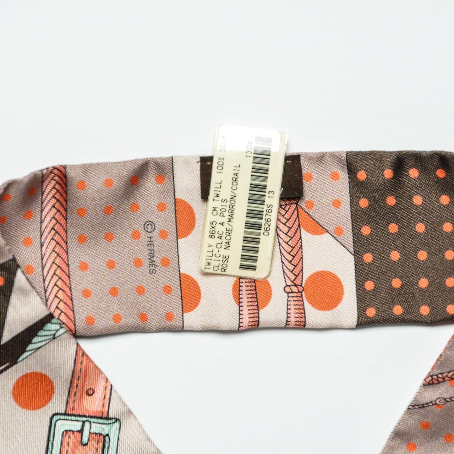 Silk Clic Clac A Pois Twilly Rose Nacre Marron Corail