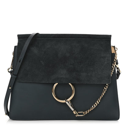 Chloe Suede Calfskin Medium Faye Shoulder Bag Cloudy Blue 1 of 10