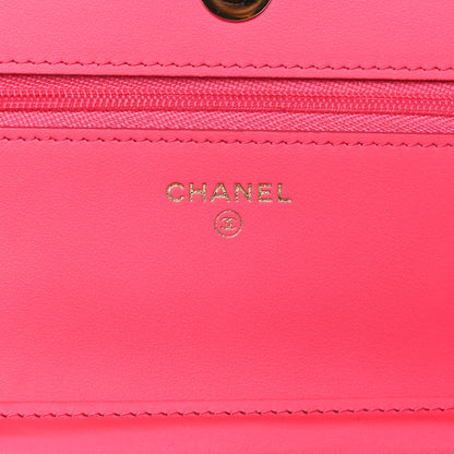 Chanel Patent Calfskin Quilted Wallet On Chain WOC Pink 5 of 9