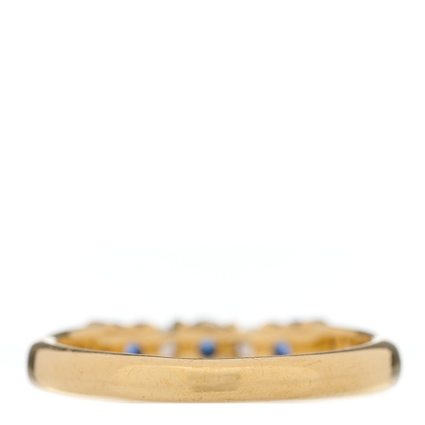 18K Yellow Gold Diamond Blue Sapphire Band Ring 50 5.25