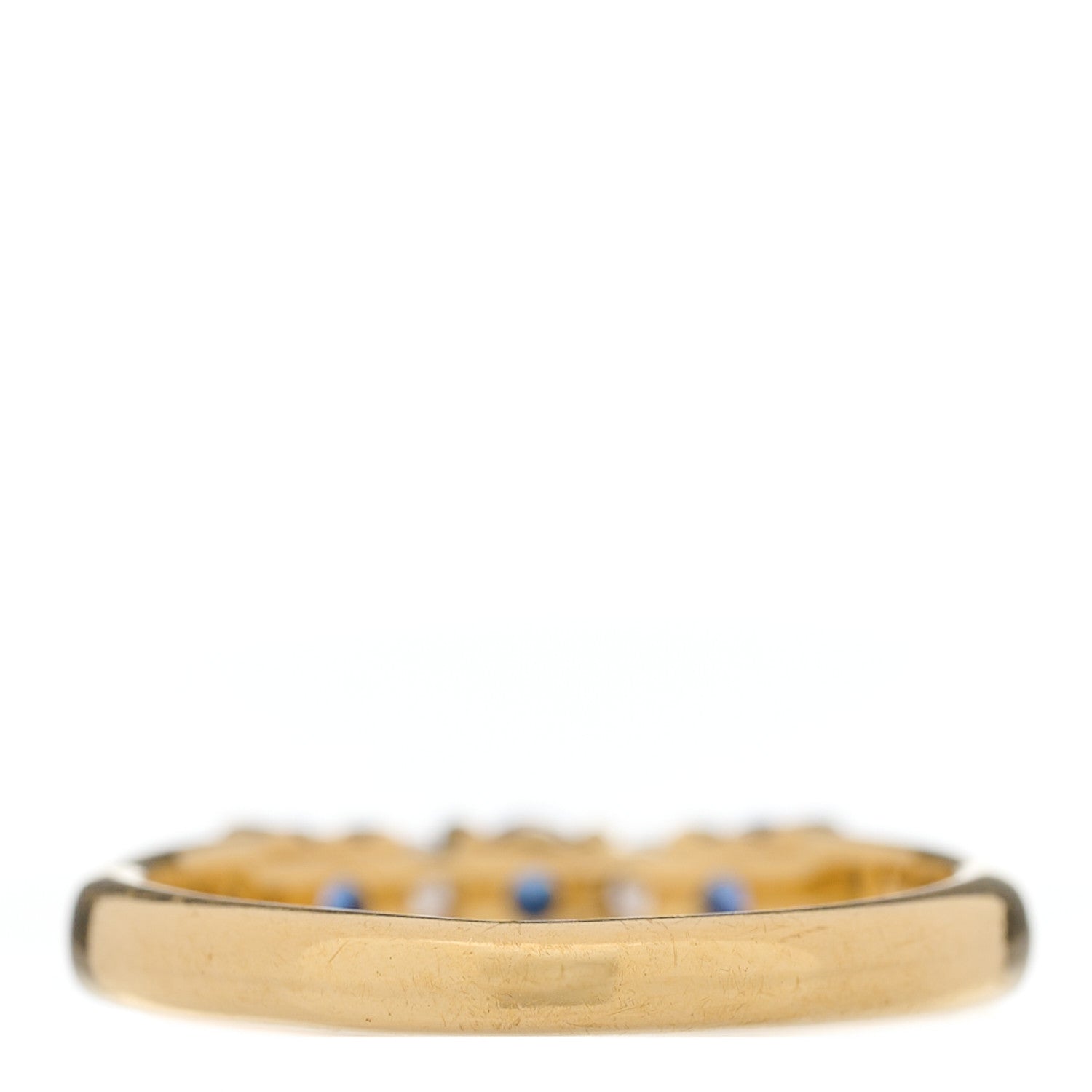 Tiffany 18K Yellow Gold Diamond Blue Sapphire Band Ring 50 5.25 3 of 4