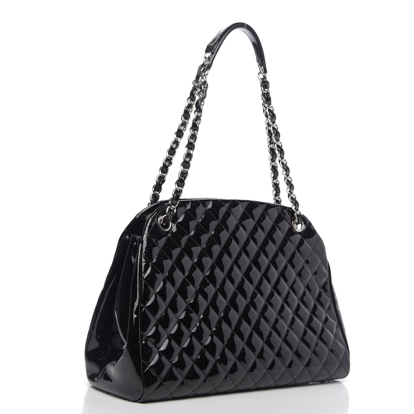 Patent Quilted Large Just Mademoiselle Bowling Bag Black