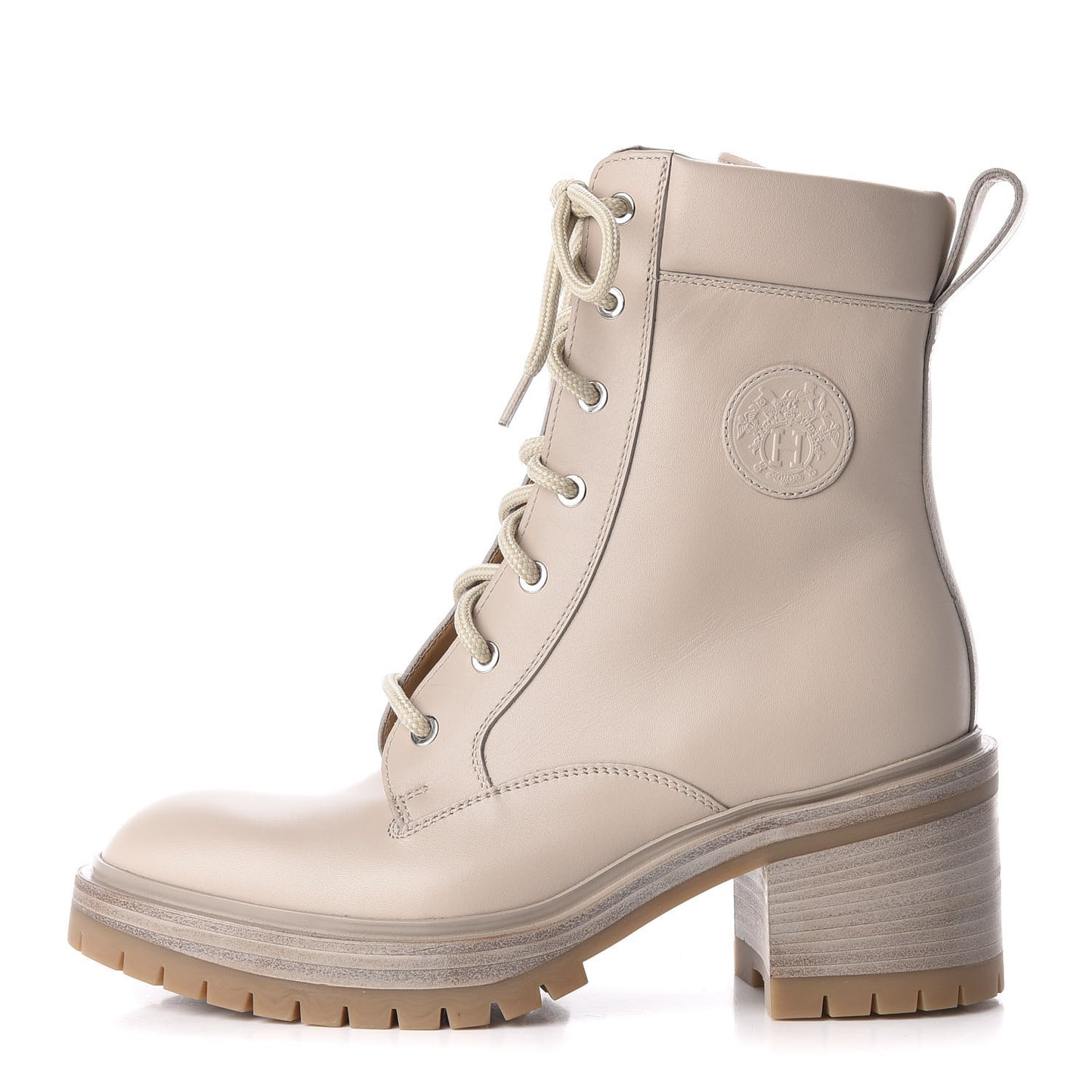 Calfskin Bridge Ankle Boots 37.5 Beige Grege