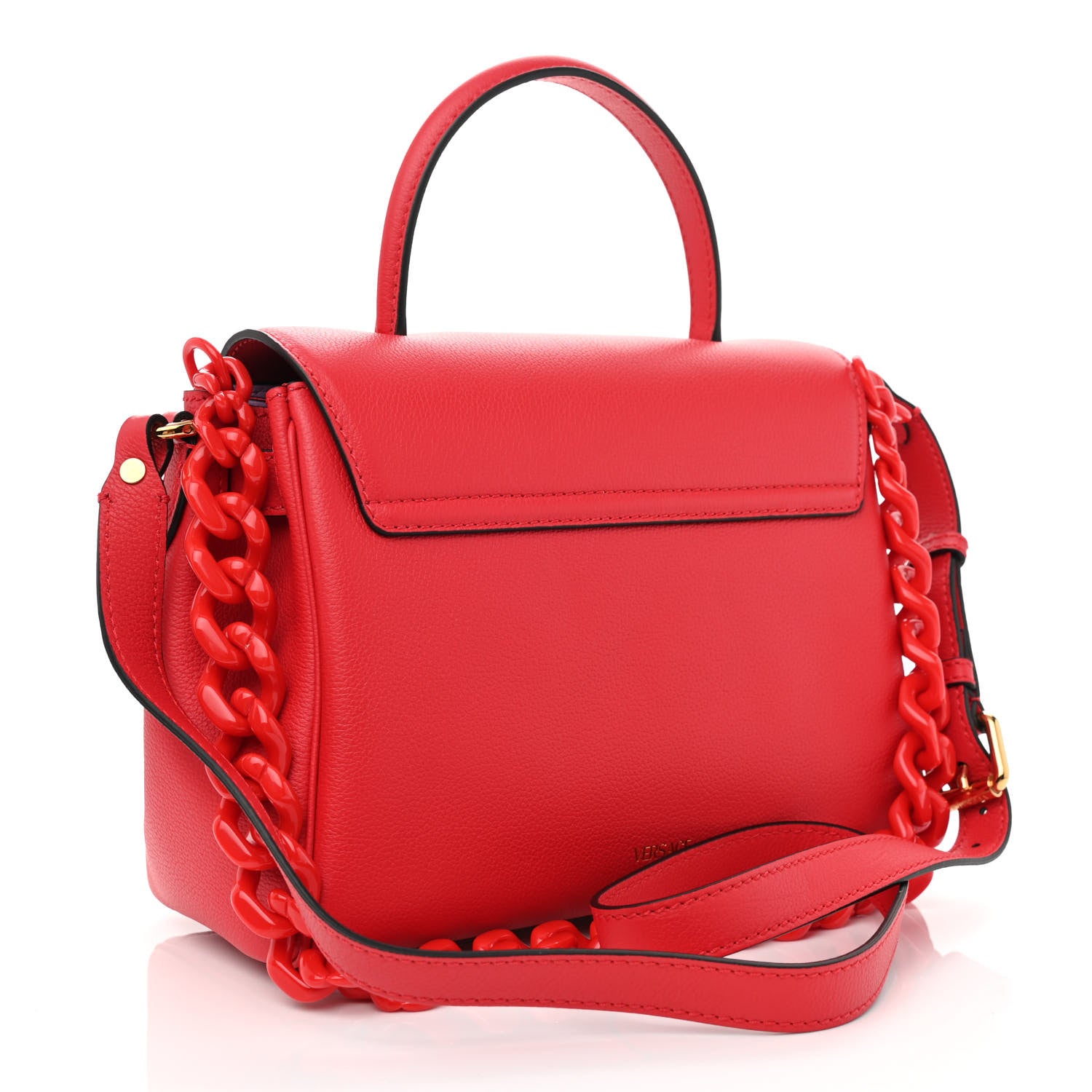 Versace Calfskin Medium La Medusa Top Handle Handbag Red 3 of 8