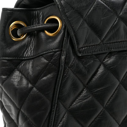 Chanel Lambskin Quilted Drawstring Backpack Black 15 of 16