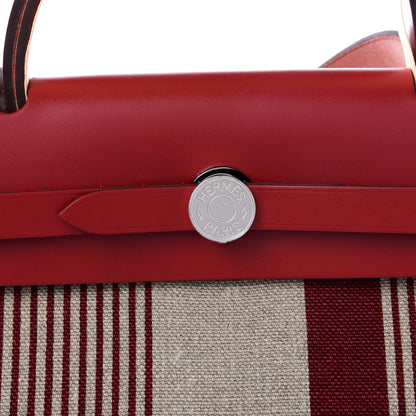 Hermes Vache Hunter Toile H Vibration Herbag Zip 31 PM Bordeaux Ficelle Rouge Piment 9 of 9