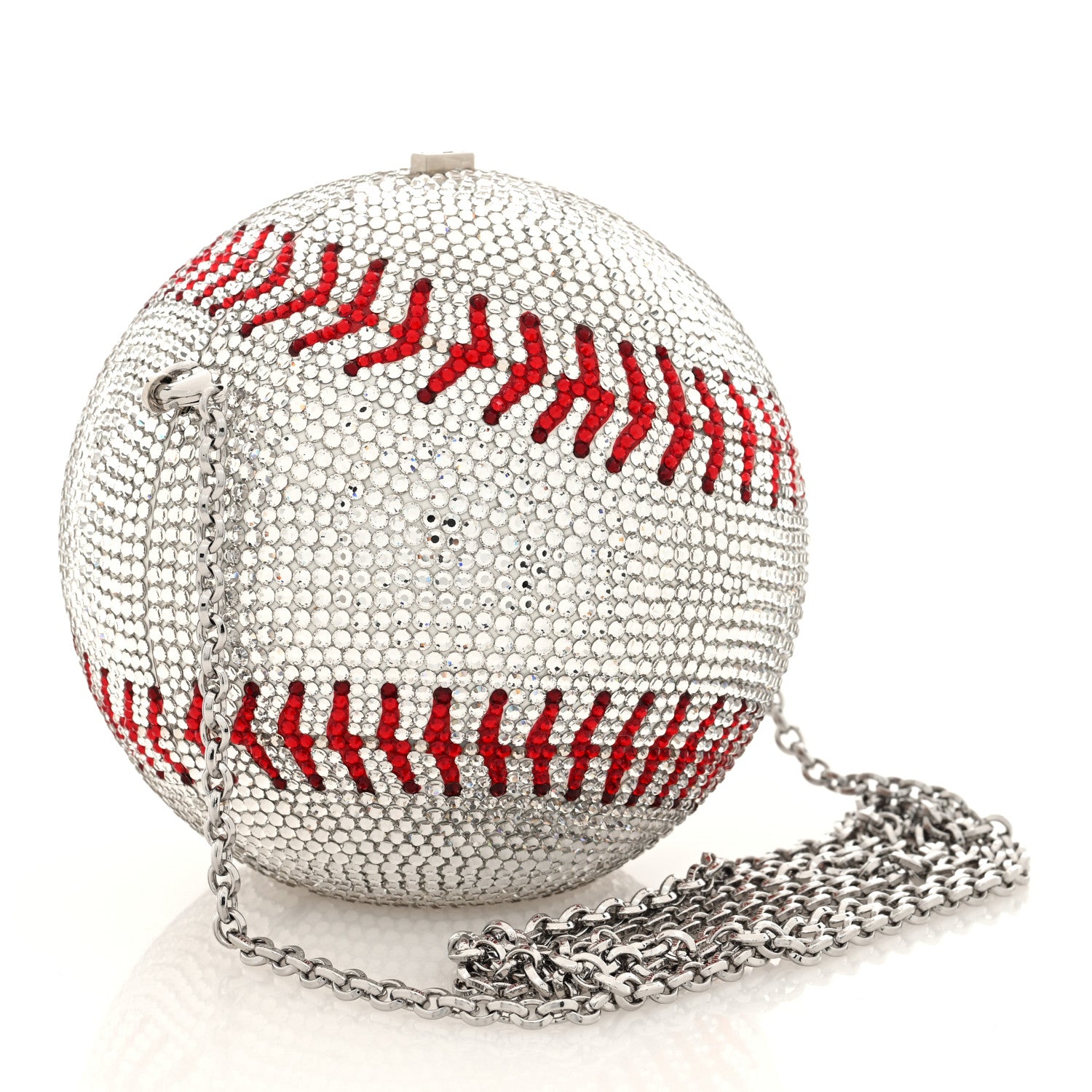 Judith Leiber Crystal Baseball Clutch Silver 3 of 10