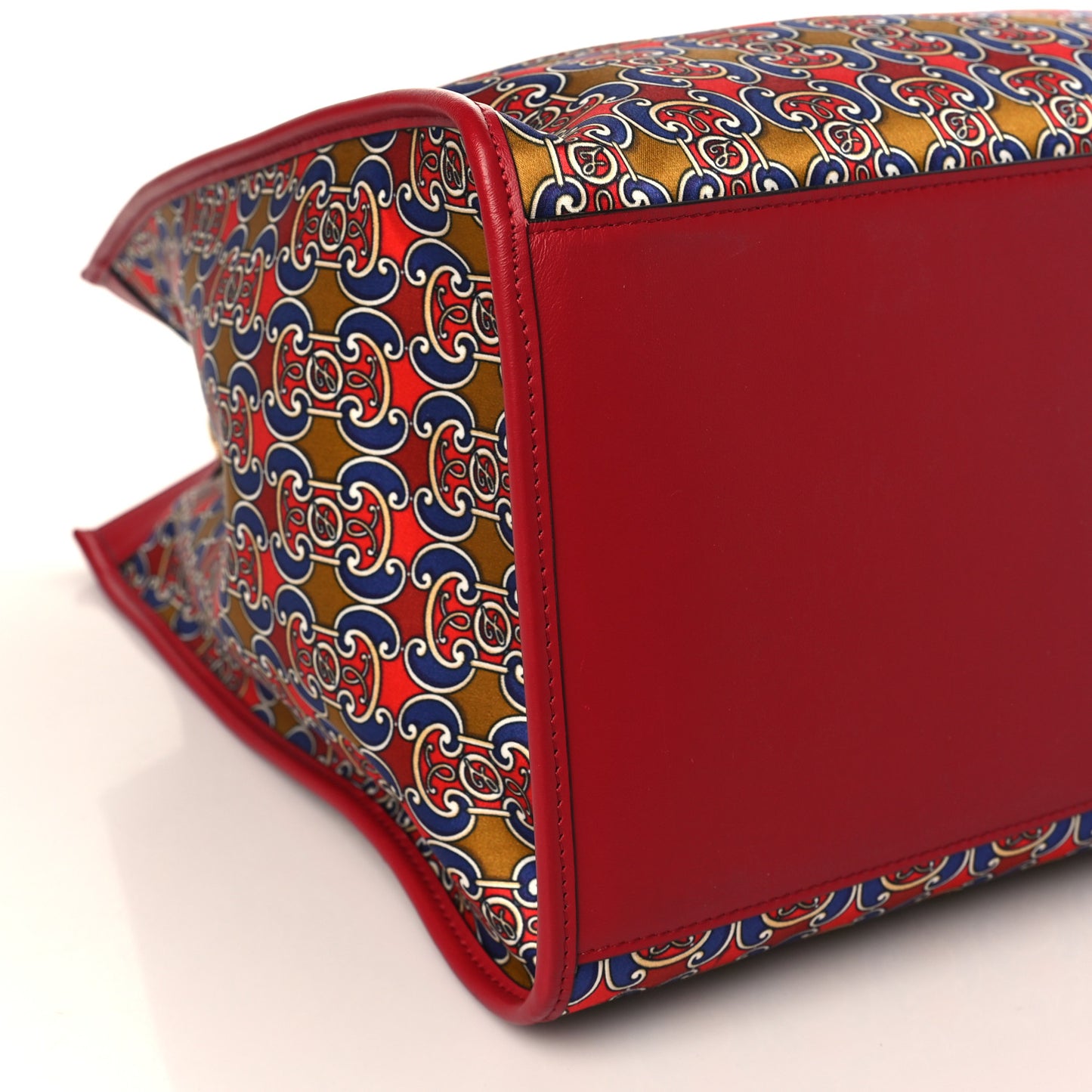Fabric Grille Royale Print Stamp Patch Large Runaway Shopper Tote Red Blue Strawberry