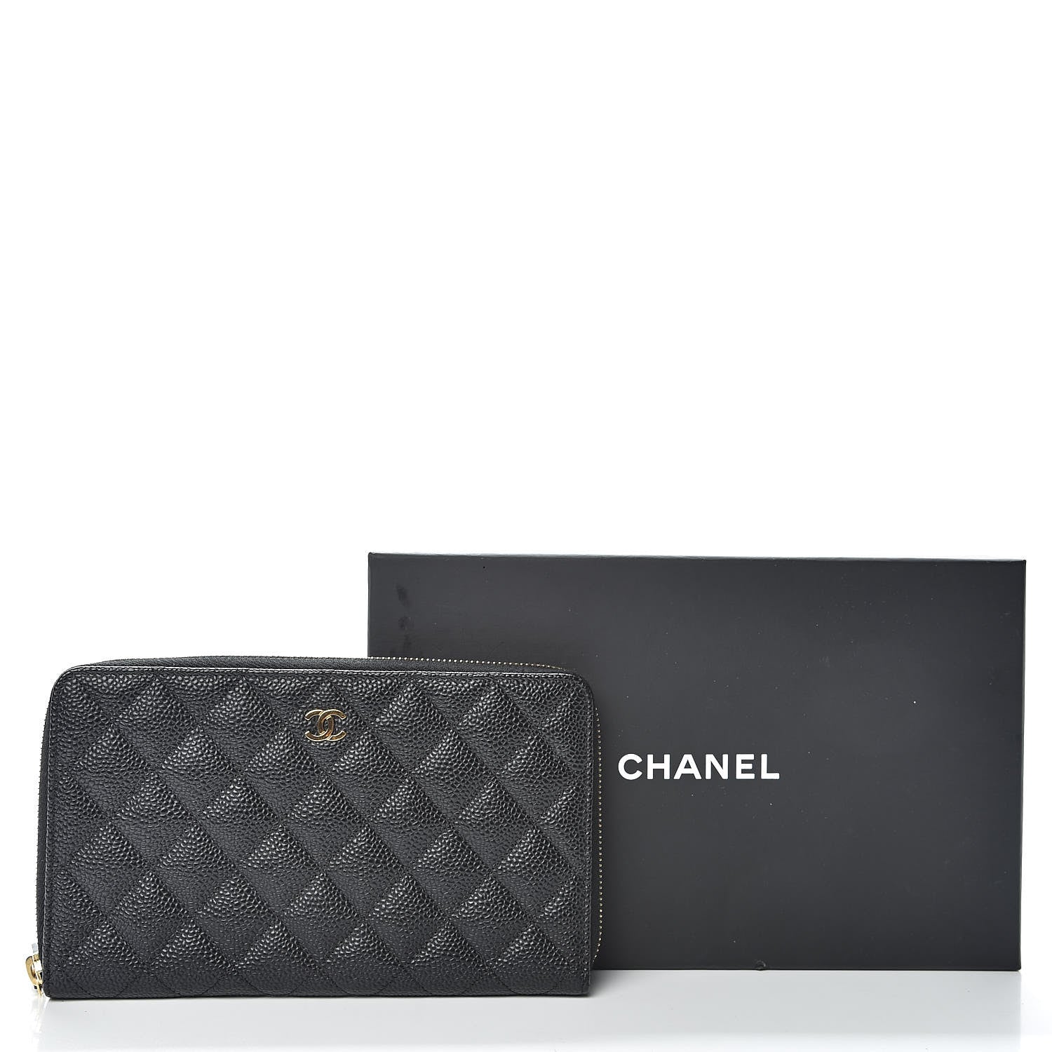 Chanel Caviar Quilted Large Zip Around Organizer Wallet Black 10 of 10