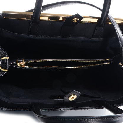 Fendi Nappa Crocodile Trapuntata Medium 2Jours Tote Black 5 of 9