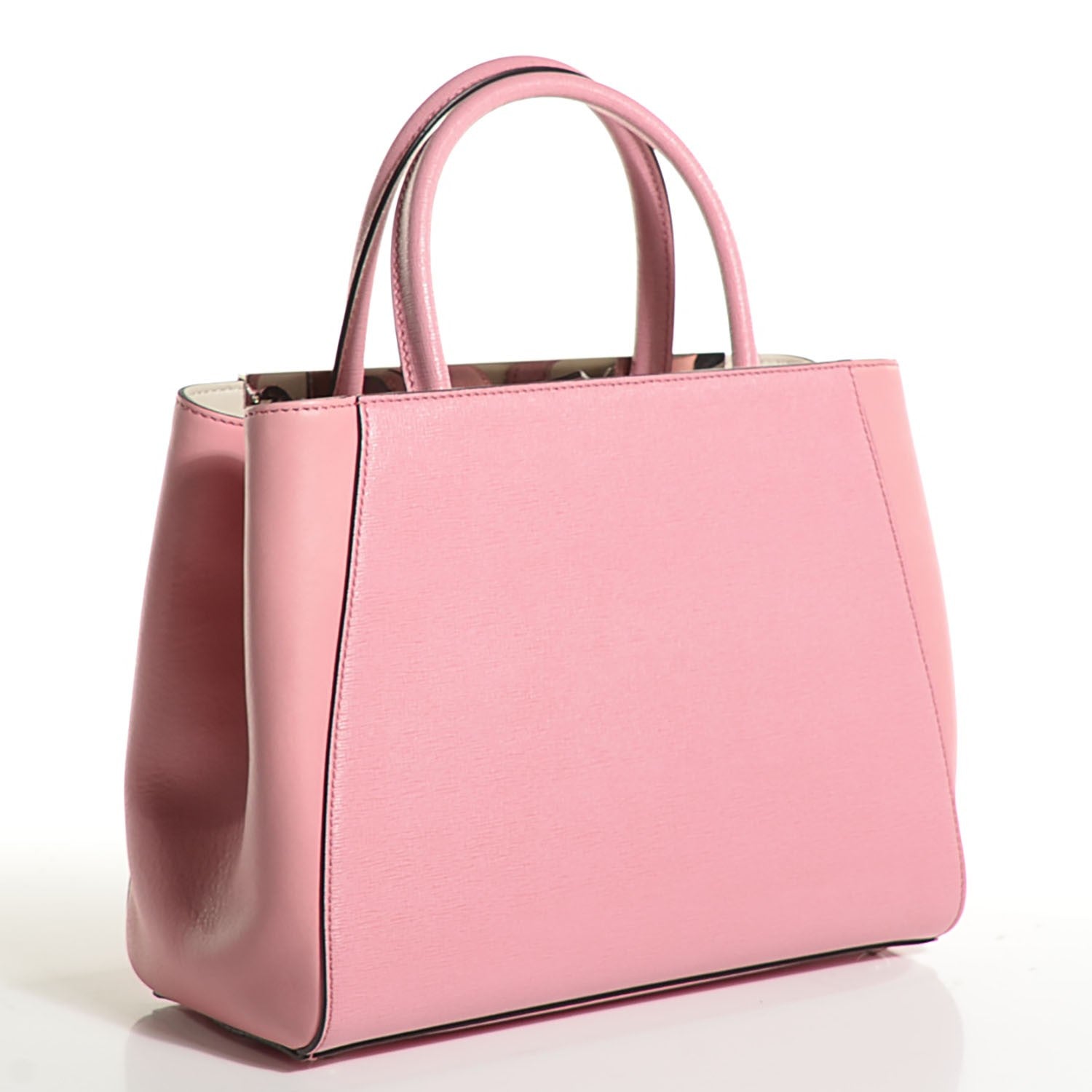 Fendi Vitello Elite Flamingo Mink Monster Charm Petite 2Jours Tote Pink Multicolor 3 of 9