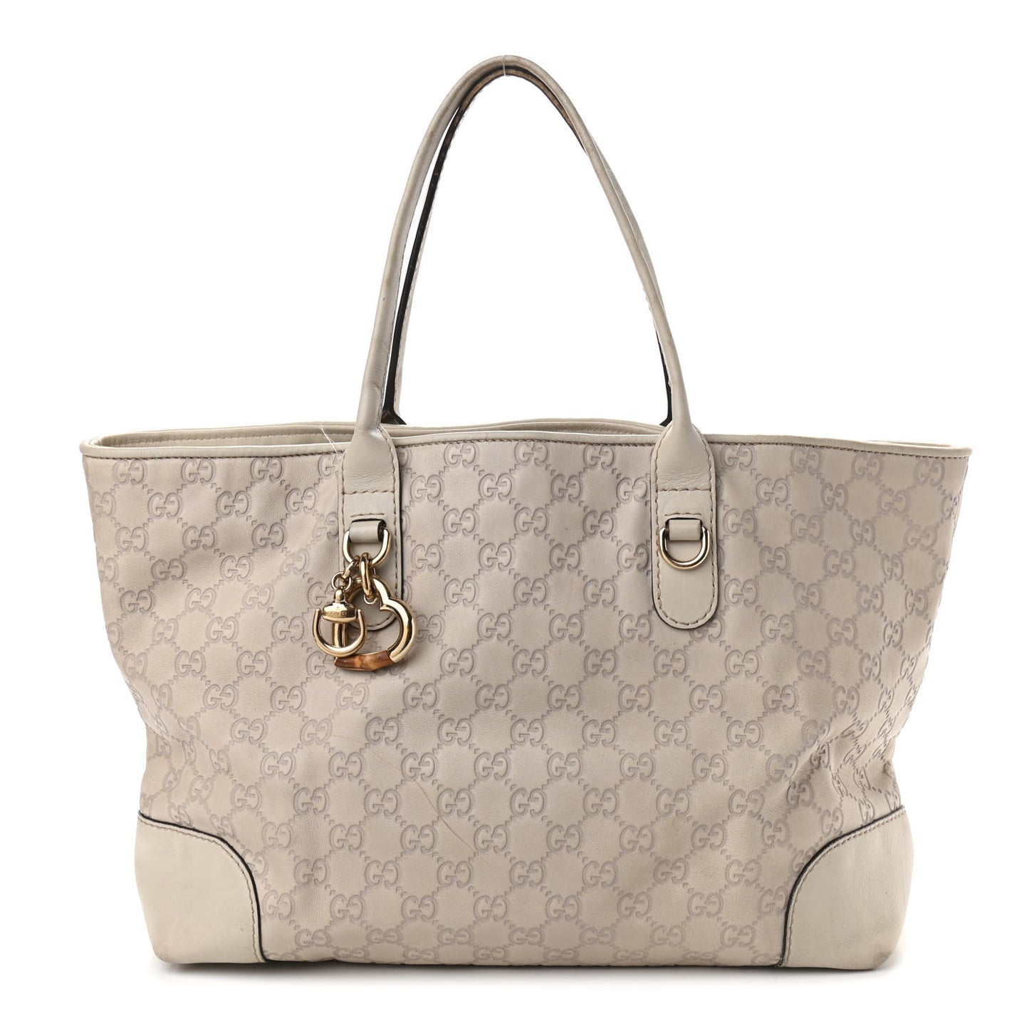 Guccissima Large Heart Bit Charm Top Handle Tote Off White