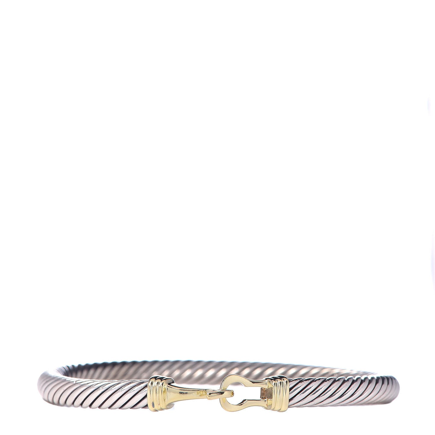 Sterling Silver 14K Yellow Gold 5mm Cable Classic Buckle Bracelet