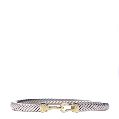 David Yurman Sterling Silver 14K Yellow Gold 5mm Cable Classic Buckle Bracelet 1 of 5