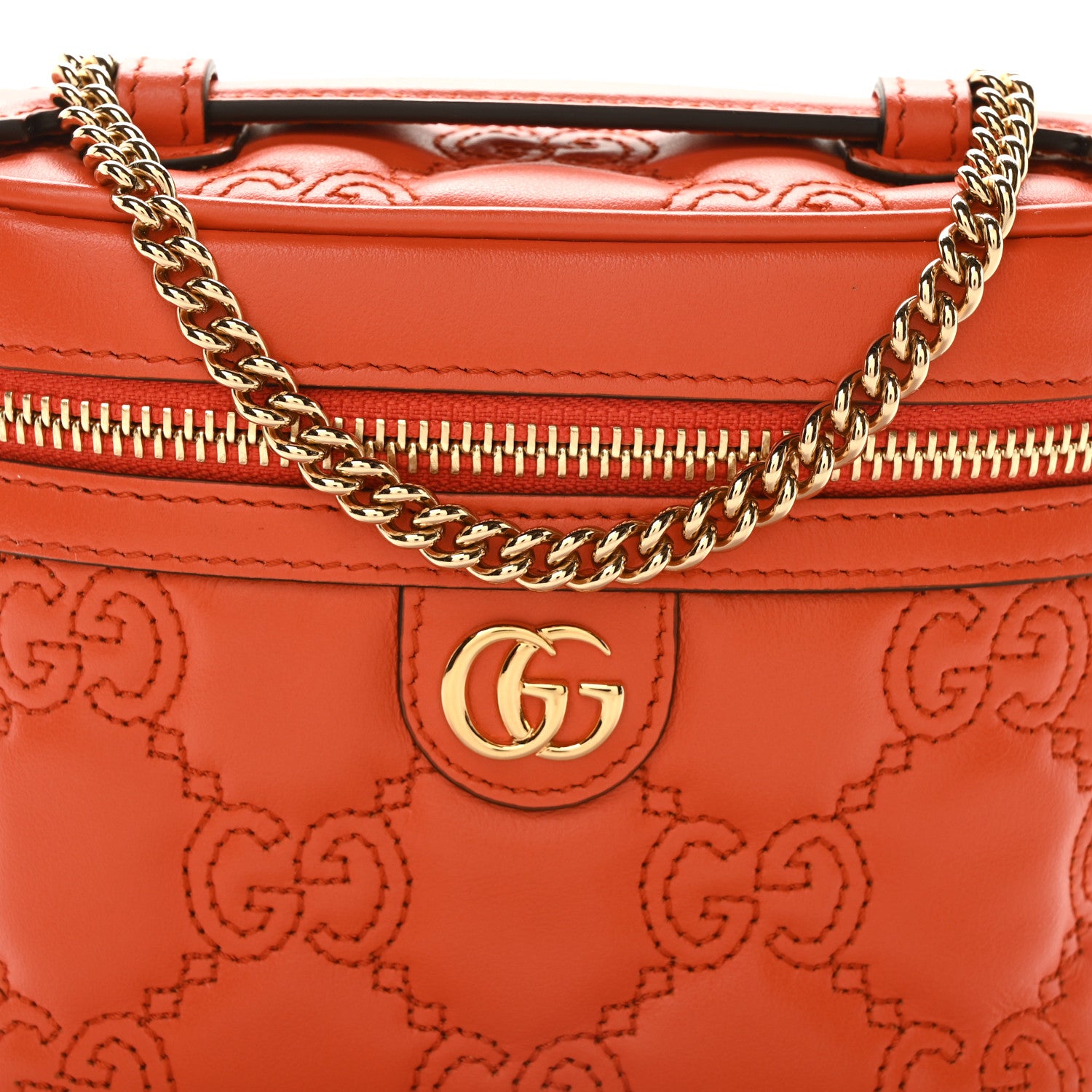 Gucci Calfskin GG Matelasse Mini Top Handle Bag Deep Orange 7 of 9