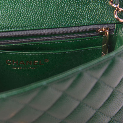 Chanel Metallic Caviar Quilted Mini Rectangular Flap Green 8 of 10