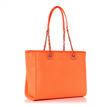 Chanel Mixed Fibers Calfskin Small Deauville Tote Orange Yellow 3 of 11