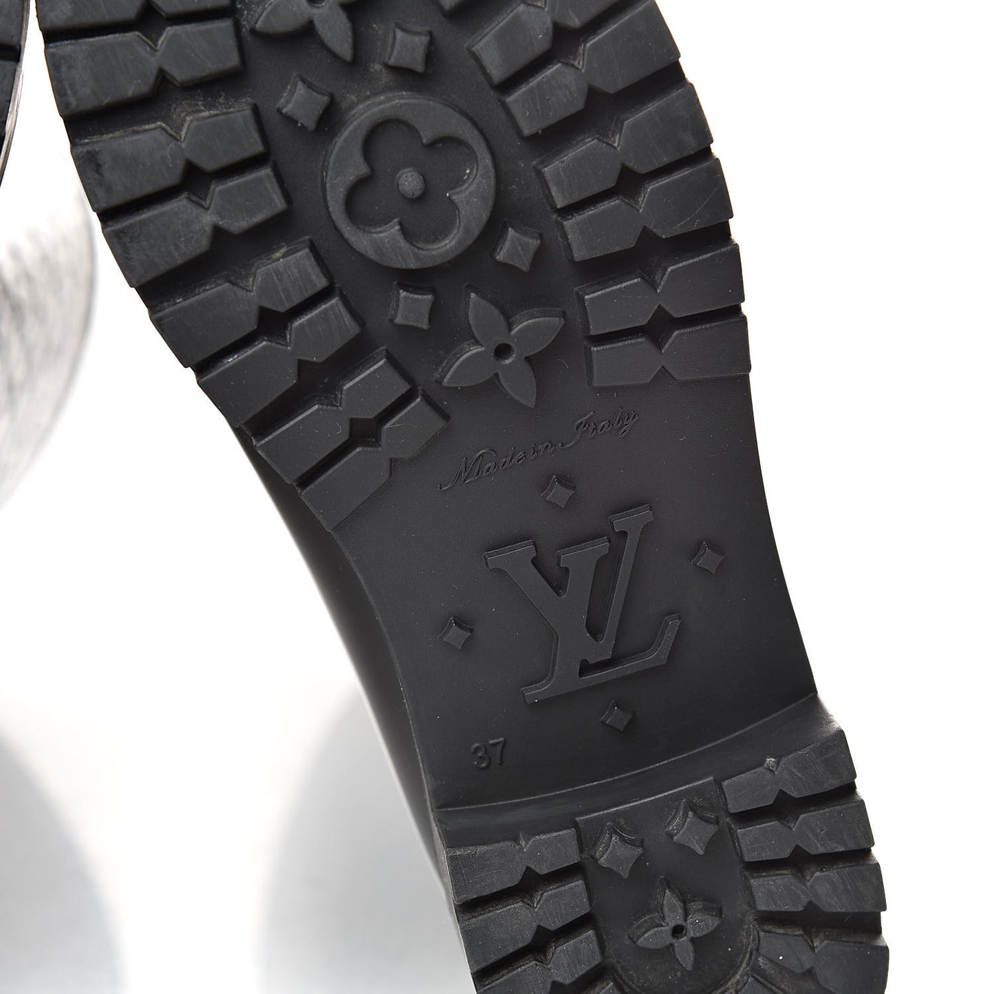 Rubber Embossed Monogram Splash Rain Boots 37 Black