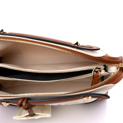 Fendi Canvas Vitello Logo Ajour Embroidered Medium By The Way Boston Bag Grezzo Cuoio 5 of 11