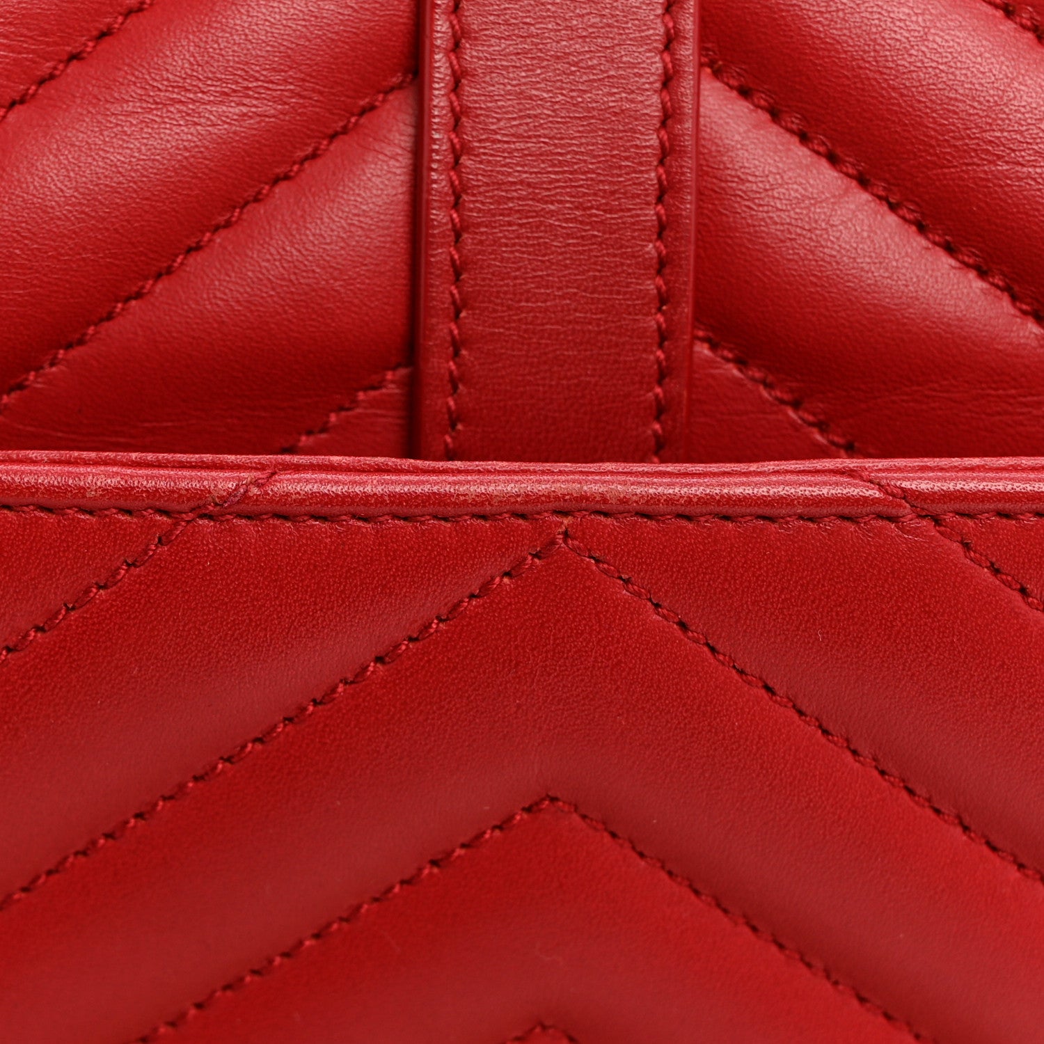 Saint Laurent Smooth Calfskin Matelasse Chevron Large Monogram Satchel Red 11 of 12