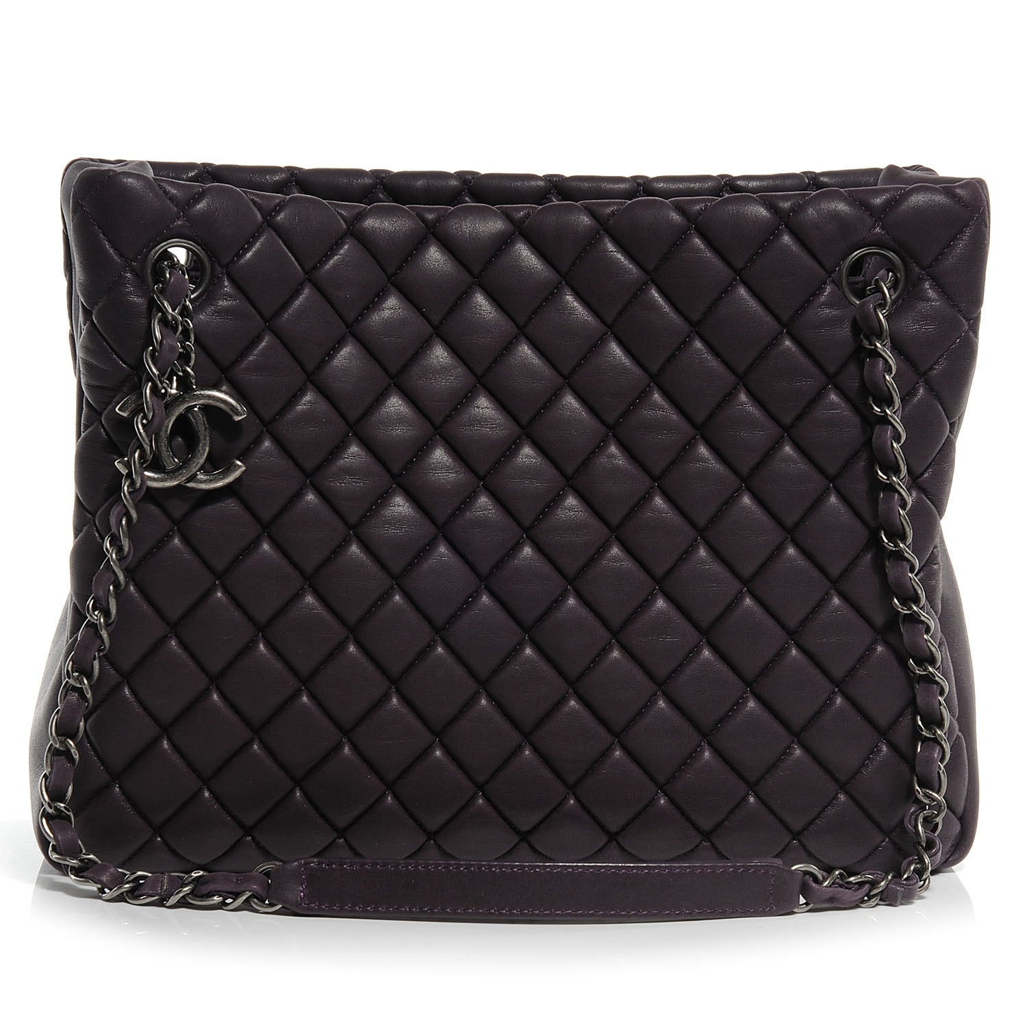 Chanel Iridescent Calfskin New Bubble Quilt Small Tote Plum 1 of 8