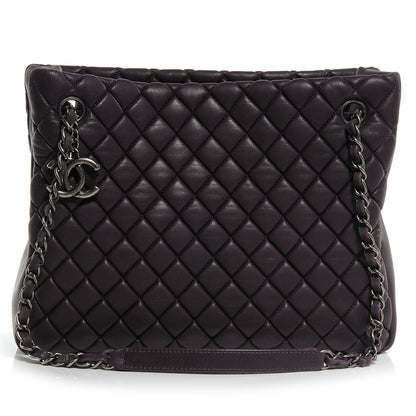 Chanel Iridescent Calfskin New Bubble Quilt Small Tote Plum 1 of 8