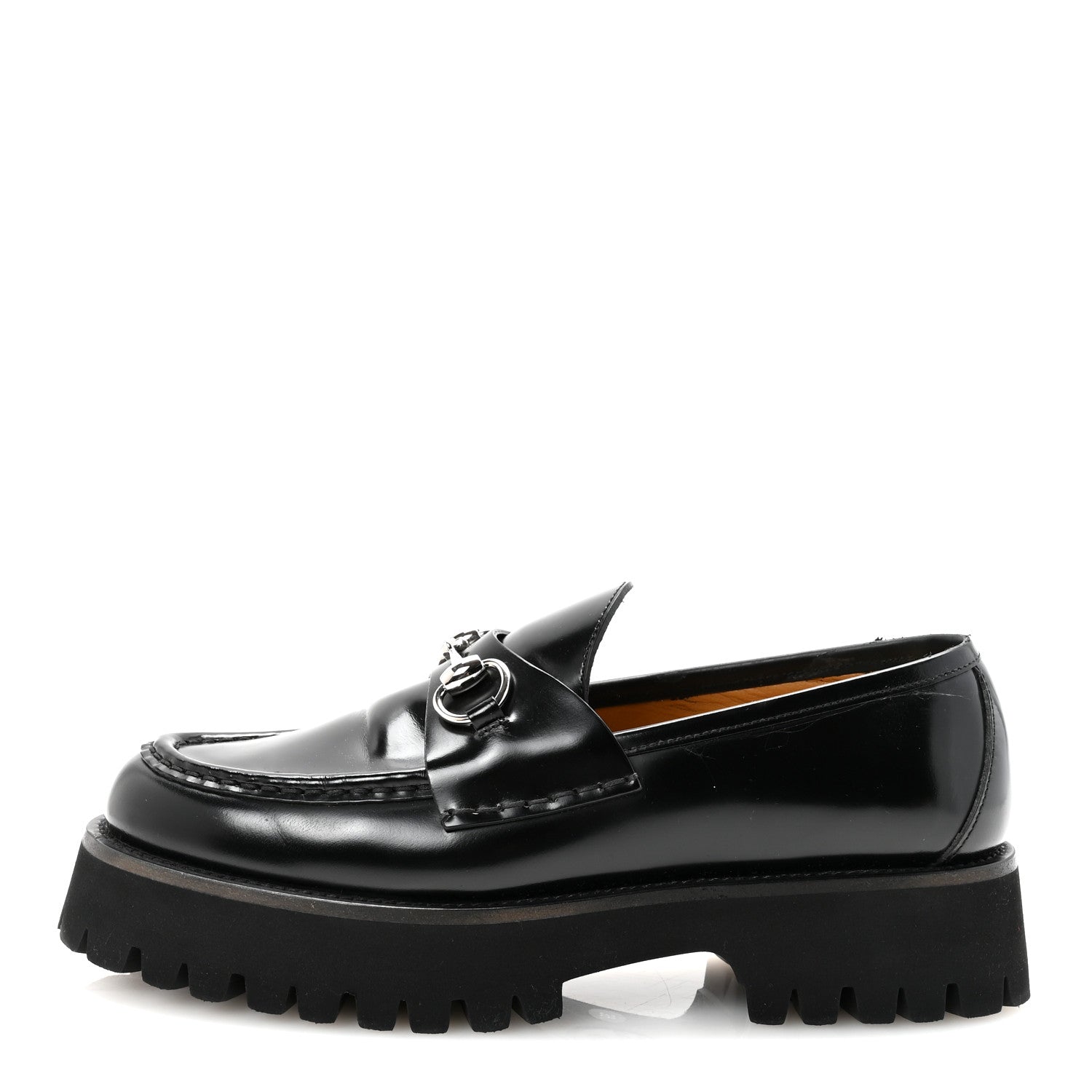 Gucci Cordovan Lux Womens Horsebit 45mm Platform Loafers 39 Black 1 of 10