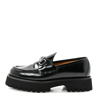 Gucci Cordovan Lux Womens Horsebit 45mm Platform Loafers 39 Black 1 of 10