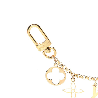 Louis Vuitton Brass Enamel Fleur De Monogram Bag Charm Chain Gold 4 of 5