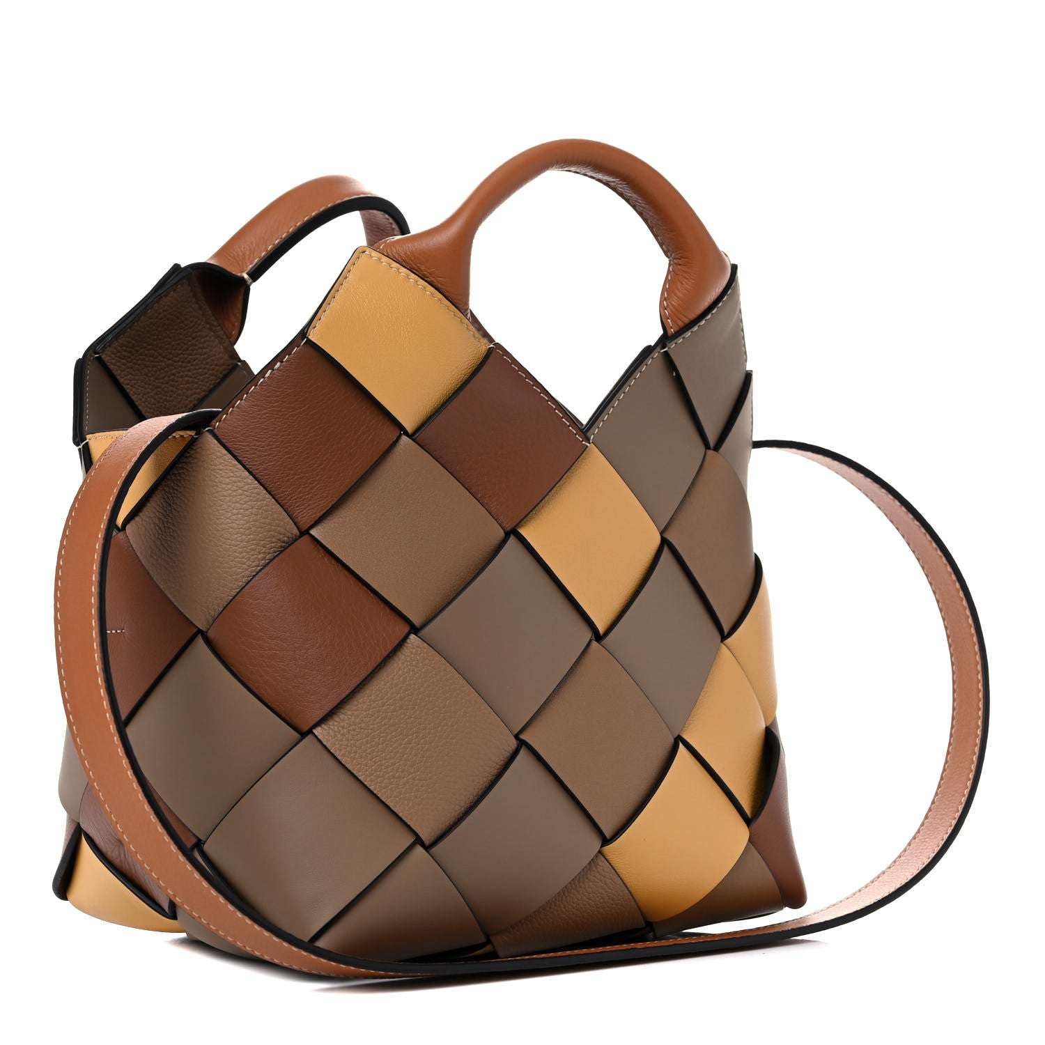 Loewe Calfskin Small Woven Basket Surplus Bag Hazelnut Camel 3 of 8